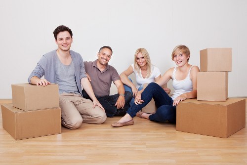 Packed boxes and furniture ready for local removals